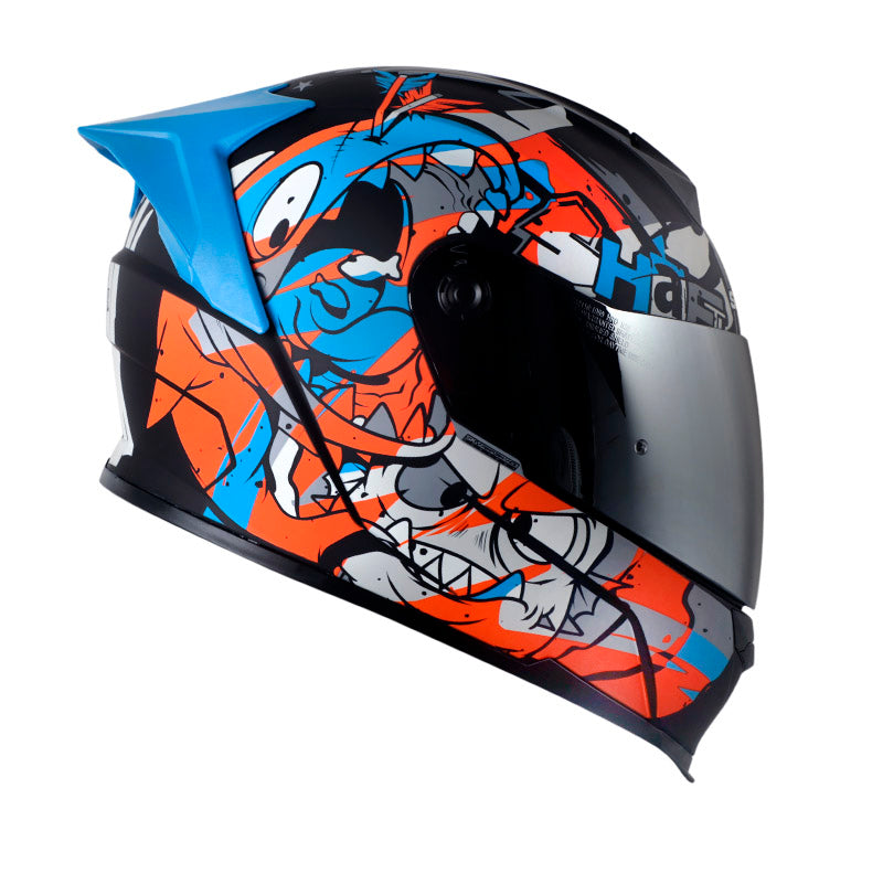 CASCO SHAFT SH-502 SHARKIE MATE NEGRO GRIS VISOR PLATA