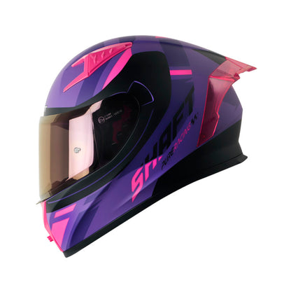 CASCO SHAFT SH-526SP LORE MATE MORADO FUCSIA NEON VISOR HUMO
