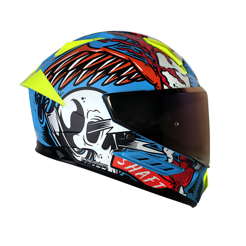 CASCO SHAFT SH-595 OLD SKULL MATE AZUL ROJO VISOR IRIDIUM