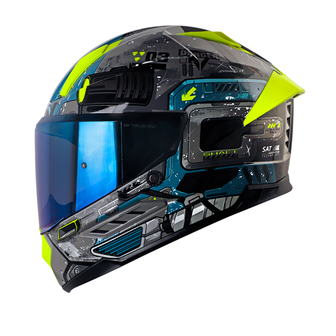 CASCO SHAFT SH-595 OMEGA GRIS AZUL VISOR IRIDIUM AZUL