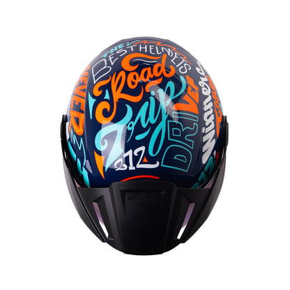 CASCO SHAFT SH-212 RACER AZUL OSCURO NARANJA NEON IRIDIUM
