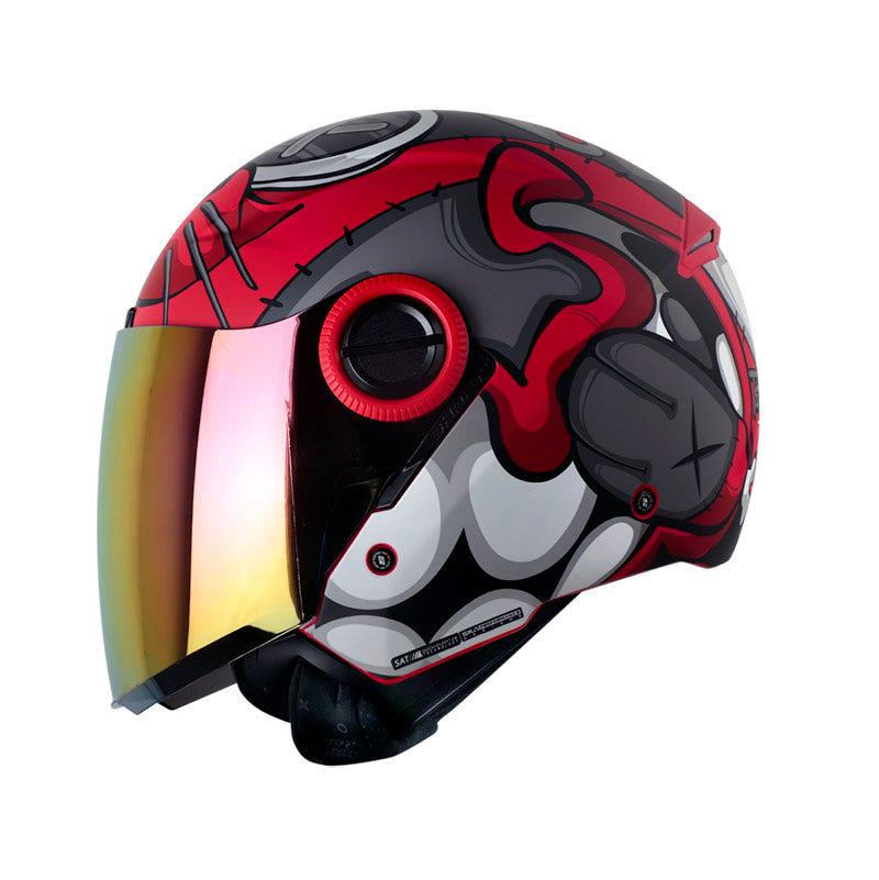 CASCO SHAFT SH-212 TEDYOSO MATE ROJO GRIS VISOR ROJO