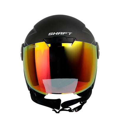 CASCO SHAFT SH-212 LOUVRE MATE NEGRO ROJO VISOR HUMO