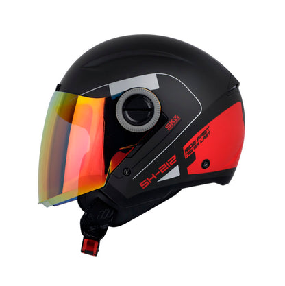 CASCO SHAFT SH-212 LOUVRE MATE NEGRO ROJO VISOR HUMO
