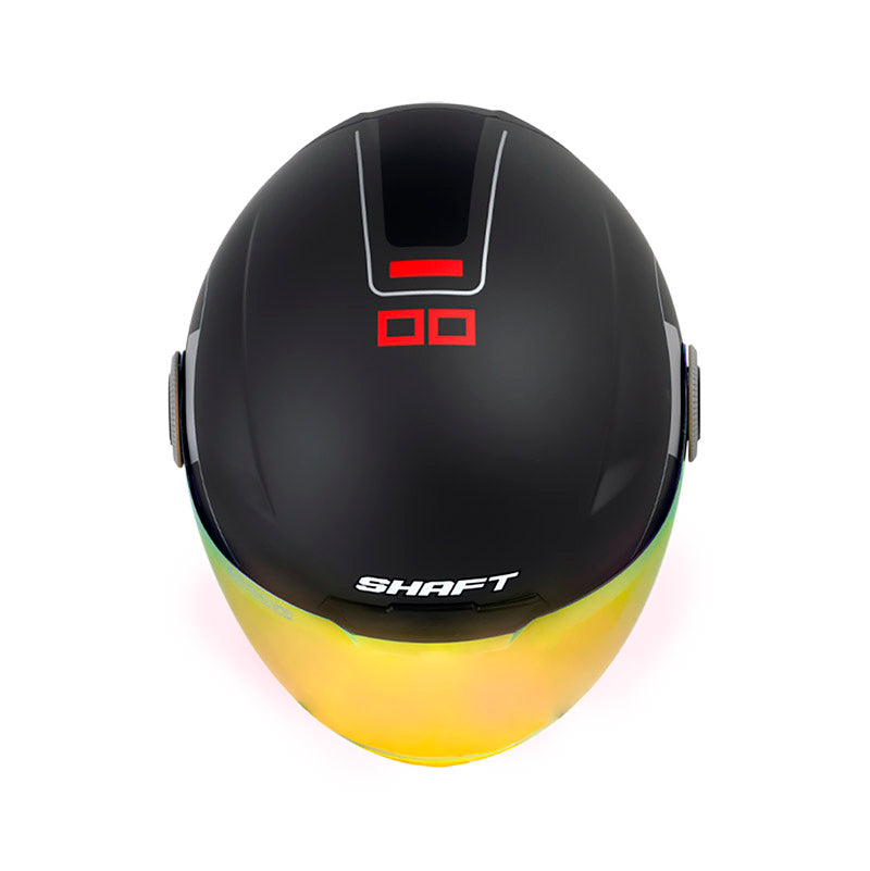 CASCO SHAFT SH-212 LOUVRE MATE NEGRO ROJO VISOR HUMO