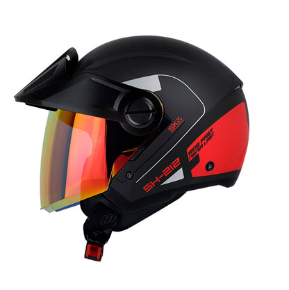 CASCO SHAFT SH-212 LOUVRE MATE NEGRO ROJO VISOR HUMO