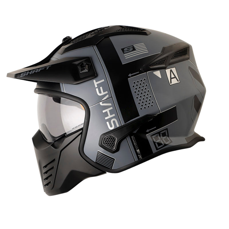 CASCO SHAFT SH-225 PILOT SATURN V MATE GRIS PLATA VISOR HUMO