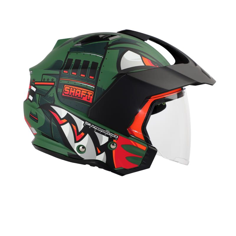CASCO SHAFT SH-227 TRIAL COMANDER VERDE MILITAR NARANJA NEON