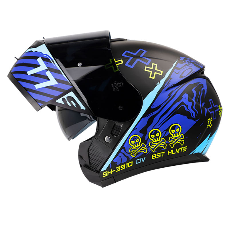 CASCO SHAFT SH-3910DV HELL MATE NEGRO AZUL VISOR HUMO