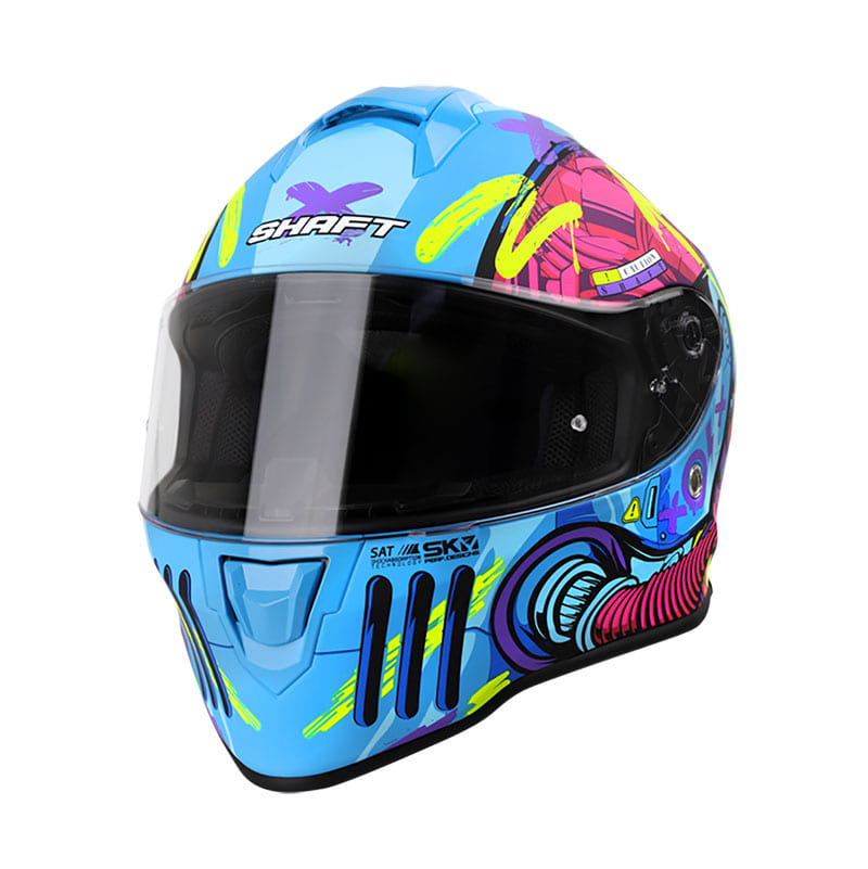 CASCO SHAFT SH-551 DEUS EX MACHINA MATE AZUL FUCSIA NEON