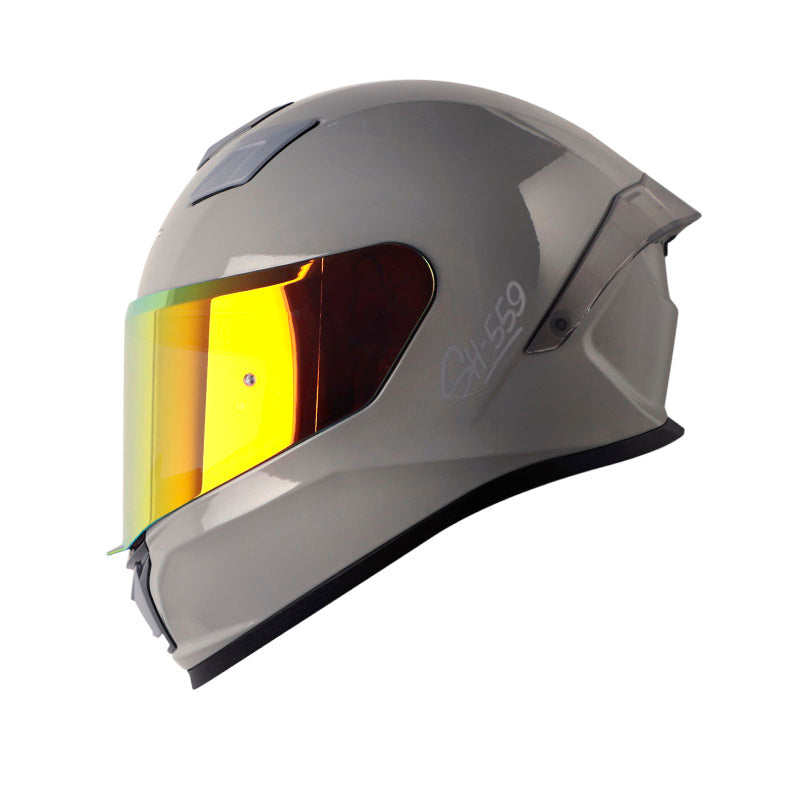 CASCO SHAFT SH-559 SOLID GRIS PLATA VISOR IRIDIUM ROJO