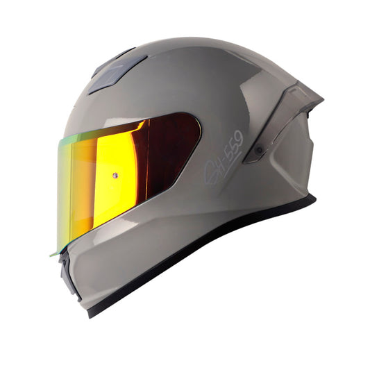 CASCO SHAFT SH-559 SOLID GRIS PLATA VISOR IRIDIUM ROJO