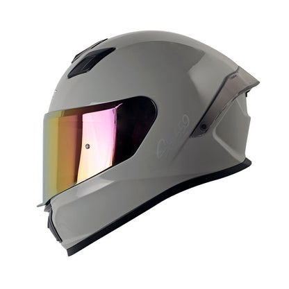 CASCO SHAFT SH-559 SOLID GRIS PLATA VISOR IRIDIUM NARANJA