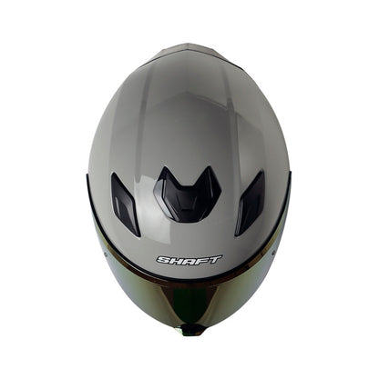 CASCO SHAFT SH-559 SOLID GRIS PLATA VISOR IRIDIUM NARANJA