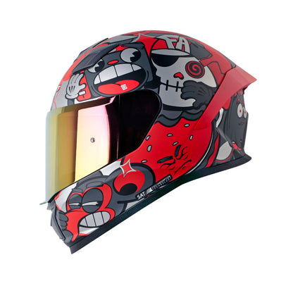 CASCO SHAFT SH-559 DIMON MATE GRIS OSCURO ROJO VISOR IRIDIUM