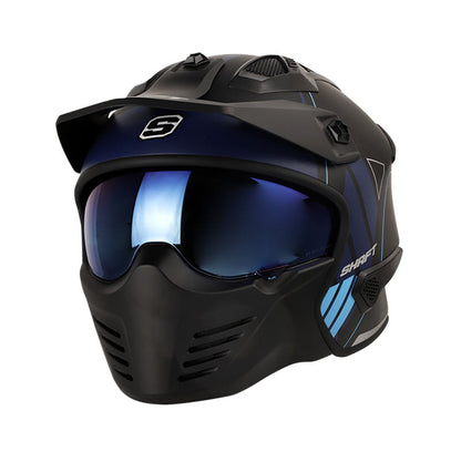 CASCO SHAFT SH-225 EXPERT MATE NEGRO AZUL VISOR IRIDIUM AZUL
