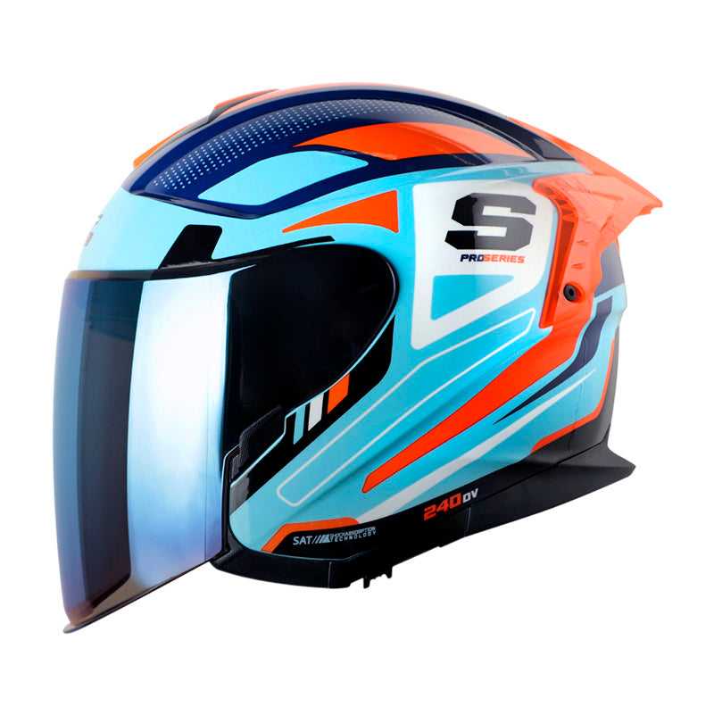 CASCO SHAFT SH-240DV PRO TRANSVERSE AZUL CLARO NARANJA