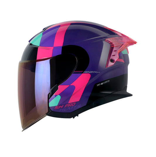 CASCO SHAFT SH-240DV PRO TRAMER MORADO FUCSIA VISOR IRIDIUM