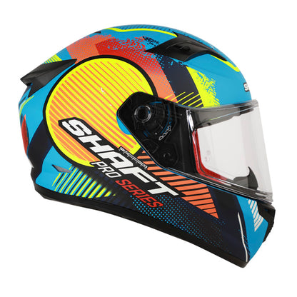 CASCO SHAFT SH-545PRO GEOMETRICA MATE AZUL NARANJA NEON