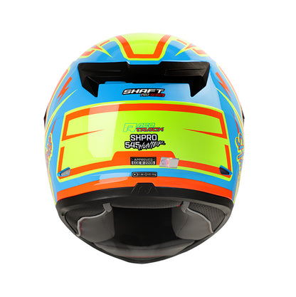 CASCO SHAFT SH-545PRO RACETRACK AZUL AMARILLO NEON