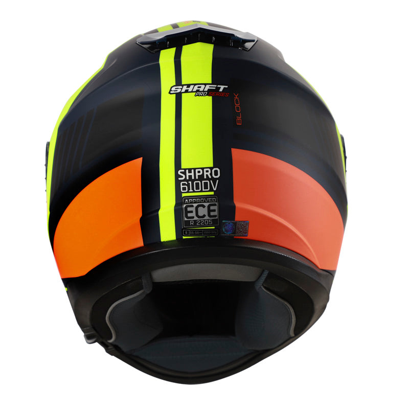 CASCO SHAFT SH-610DV PRO BLOCK AZUL NAVY NARANJA NEON