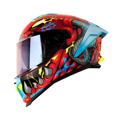 CASCO SHAFT SH-611RS PRO DRAKON MATE ROJO AZUL VISOR IRIDIUM