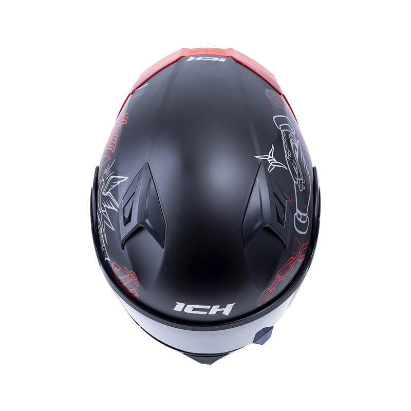 CASCO ICH ICH-3120DV TRADICIONAL MATE NEGRO ROJO