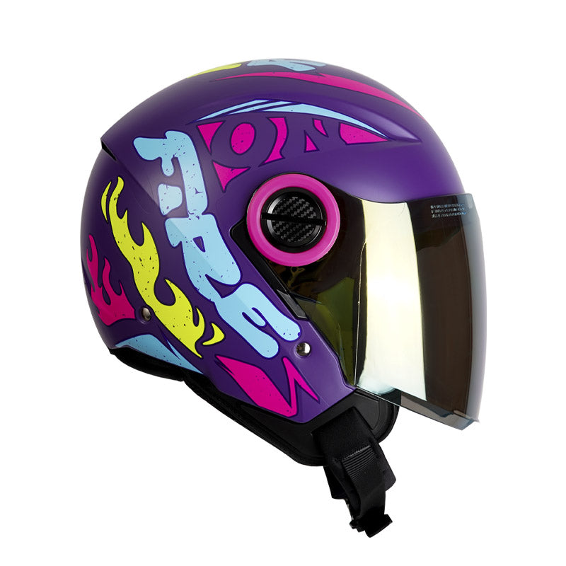 CASCO ICH ICH-102 FIRE MATE MORADO FUCSIA VISOR AMARILLO