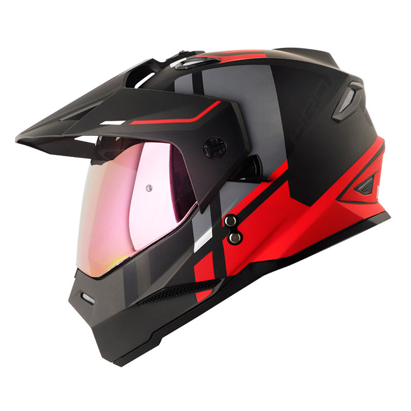 CASCO HRO HRO-MX330DV DRY MATE GRIS OSCURO ROJO IRIDIUM