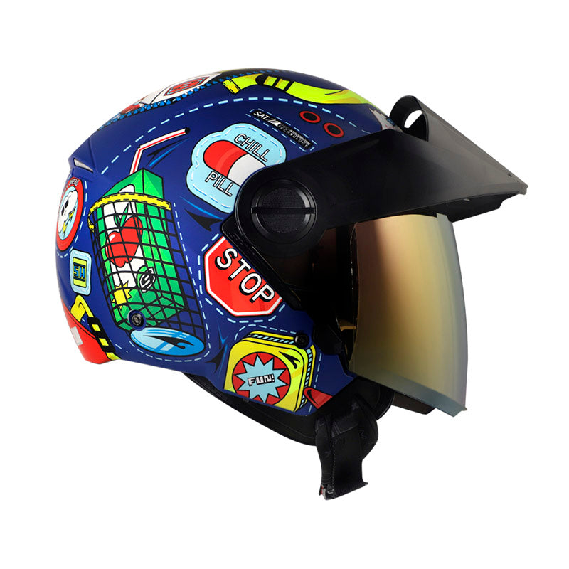 CASCO SHAFT SH-212 BAGGAGE MATE AZUL ROJO VISOR IRIDIUM