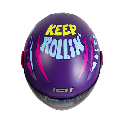 CASCO ICH ICH-102 FIRE MATE MORADO FUCSIA VISOR AMARILLO