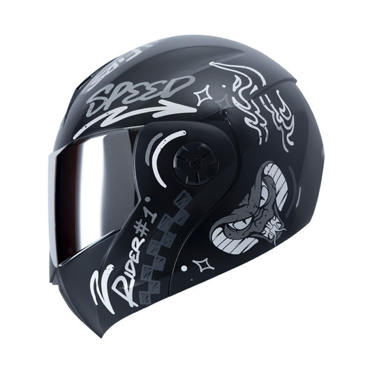 CASCO ICH ICH-3110DV NO FEAR MATE NEGRO GRIS VISOR RAMDON