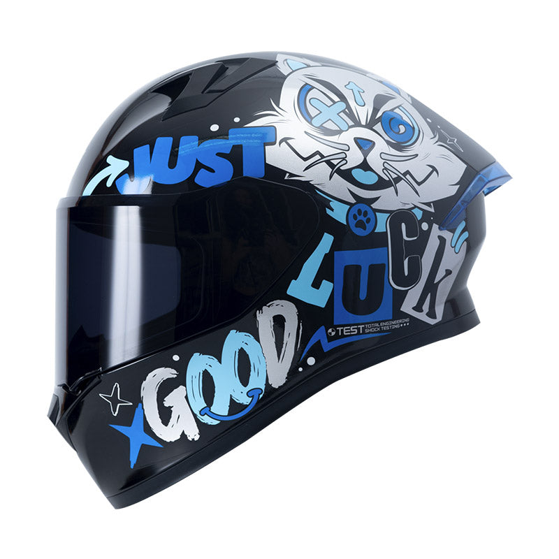 CASCO ICH ICH-503 KIT N BUN NEGRO AZUL VISOR HUMO