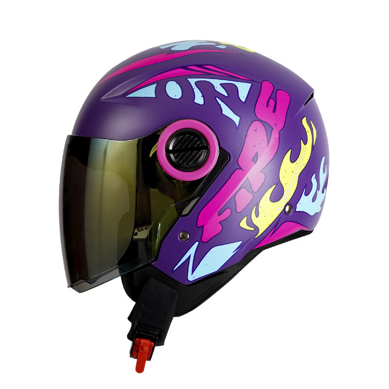 CASCO ICH ICH-102 FIRE MATE MORADO FUCSIA VISOR AMARILLO