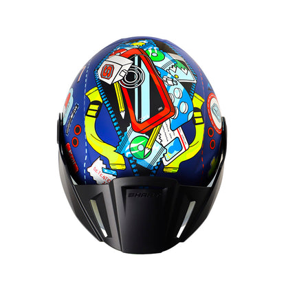 CASCO SHAFT SH-212 BAGGAGE MATE AZUL ROJO VISOR IRIDIUM