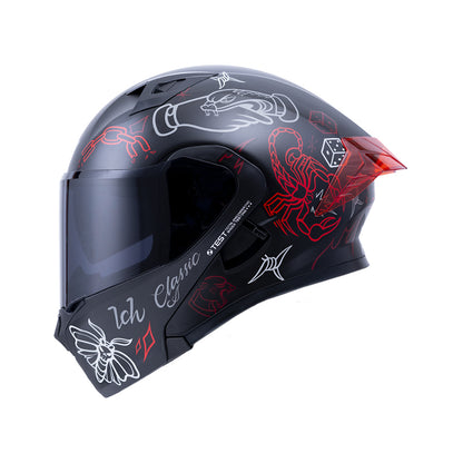 CASCO ICH ICH-3120DV TRADICIONAL MATE NEGRO ROJO