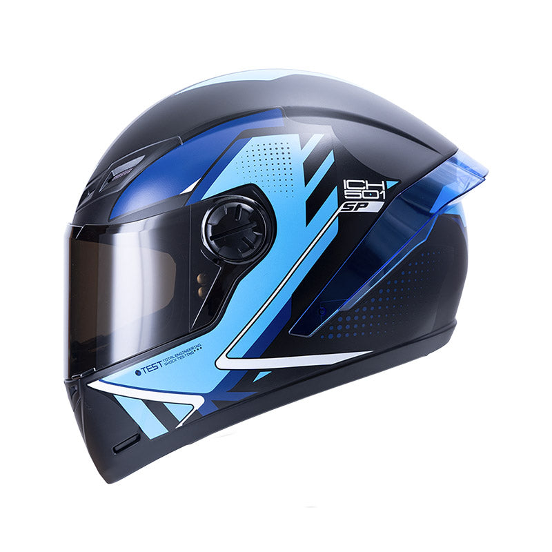 CASCO ICH ICH-501SP MOACA MATE NEGRO AZUL VISOR HUMO