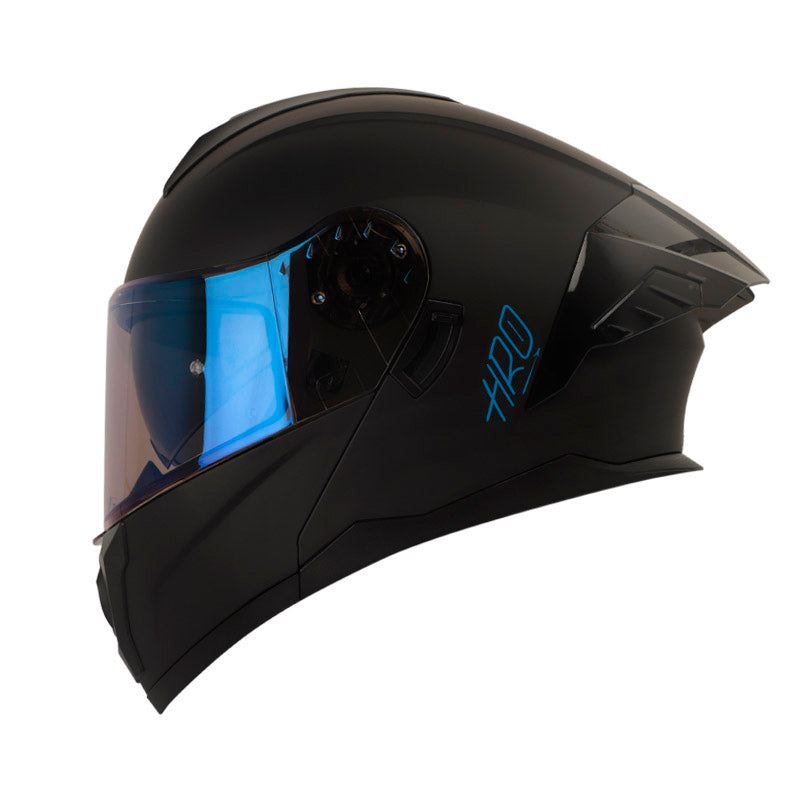 CASCO HRO HRO-3480DV EVO SOLID MATE NEGRO AZUL VISOR IRIDIUM