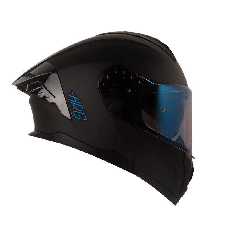 CASCO HRO HRO-3480DV EVO SOLID MATE NEGRO AZUL VISOR IRIDIUM