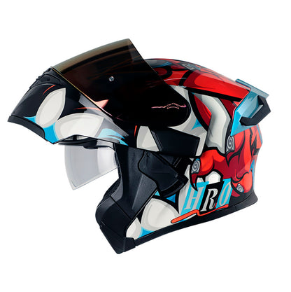 CASCO HRO HRO-3400DV EVO BAD BUNNY NARANJA NEON AZUL IRIDIUM