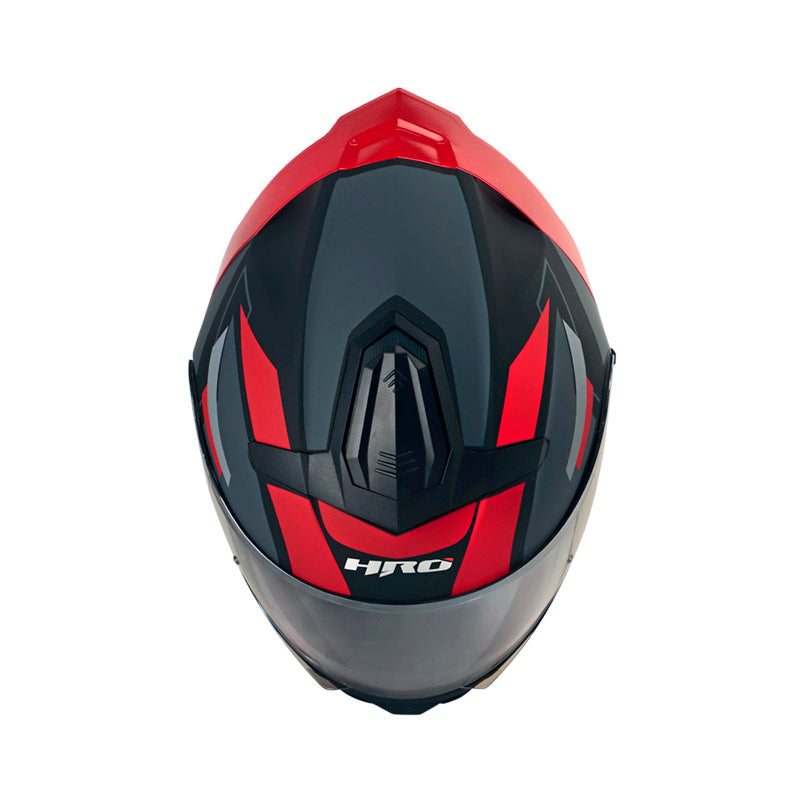 CASCO HRO 3440 DV LAZZAR MATE NEGRO ROJO VISOR PLATA