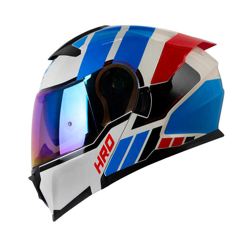 CASCO HRO HRO-3440 DV ROC GRIS CLARO ROJO VISOR IRIDIUM AZUL
