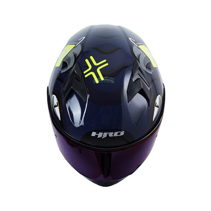 CASCO HRO HRO-523DV AARON AZUL NAVY AMARILLO NEON VISOR AZUL