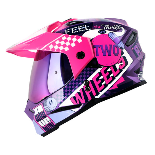 CASCO HRO HRO-MX330DV BYE BYE MORADO FUCSIA VISOR IRIDIUM