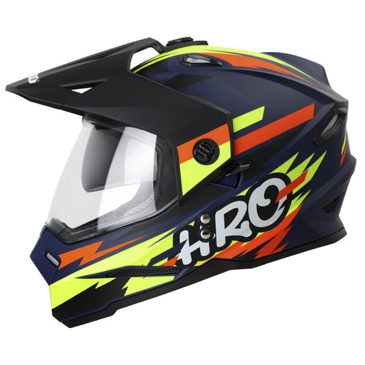 CASCO HRO HRO-MX330DV RUDE AZUL NAVY AMARILLO NEON