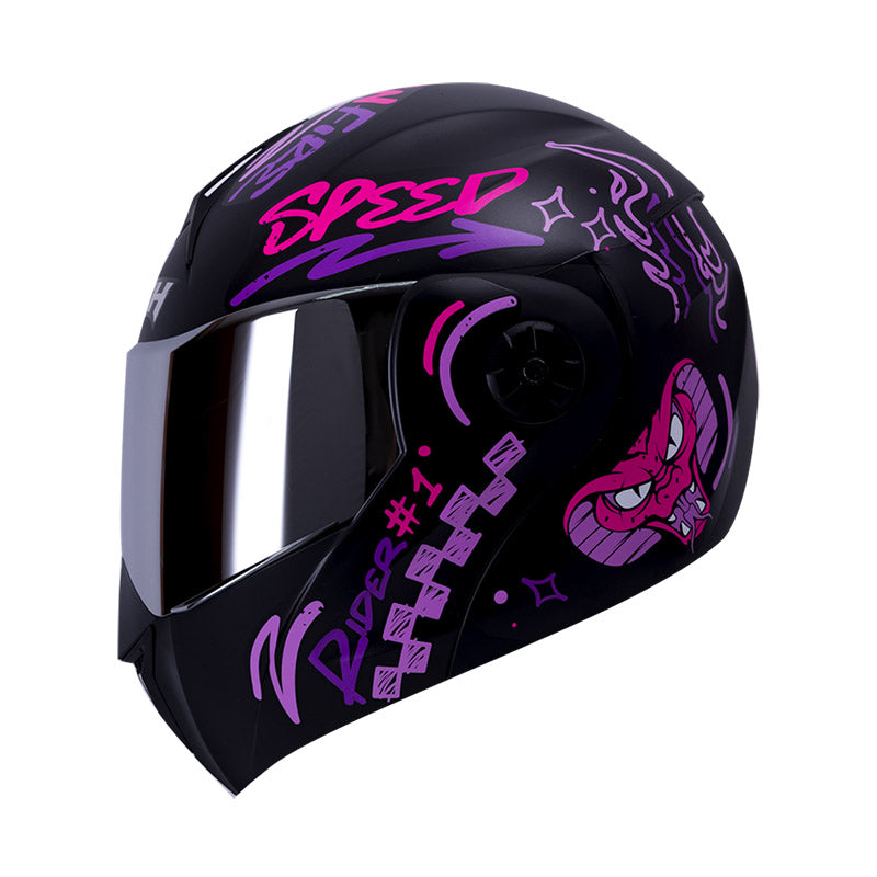 CASCO ICH ICH-3110DV NO FEAR MATE NEGRO FUCSIA VISOR RAMDON