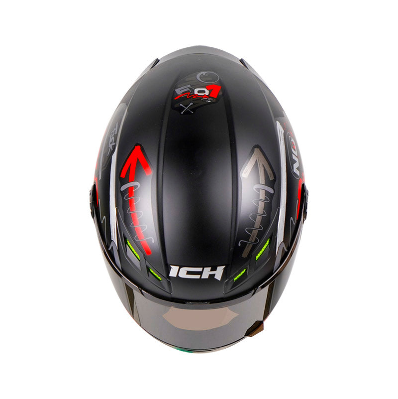 CASCO ICH ICH-501SP BRAAP MATE NEGRO ROJO VISOR HUMO