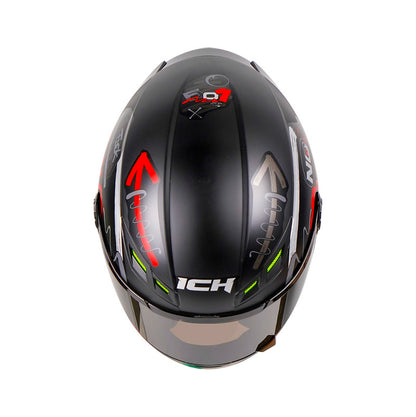 CASCO ICH ICH-501SP BRAAP MATE NEGRO ROJO VISOR HUMO