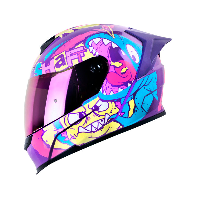 CASCO SHAFT SH-502 SHARKIE MORADO AZUL VISOR IRIDIUM MORADO