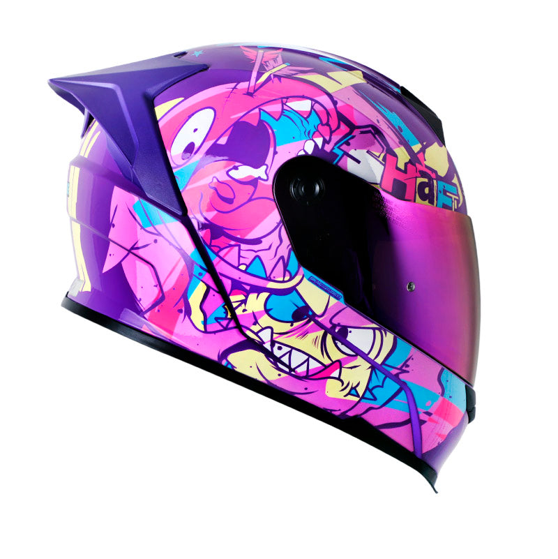 CASCO SHAFT SH-502 SHARKIE MORADO AZUL VISOR IRIDIUM MORADO